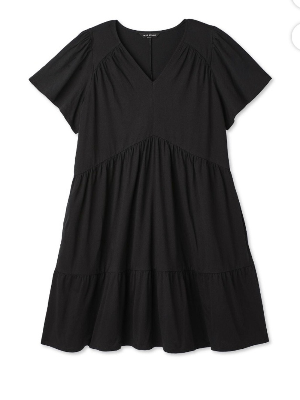 Lane Bryant Black V-Neck Tiered Dress